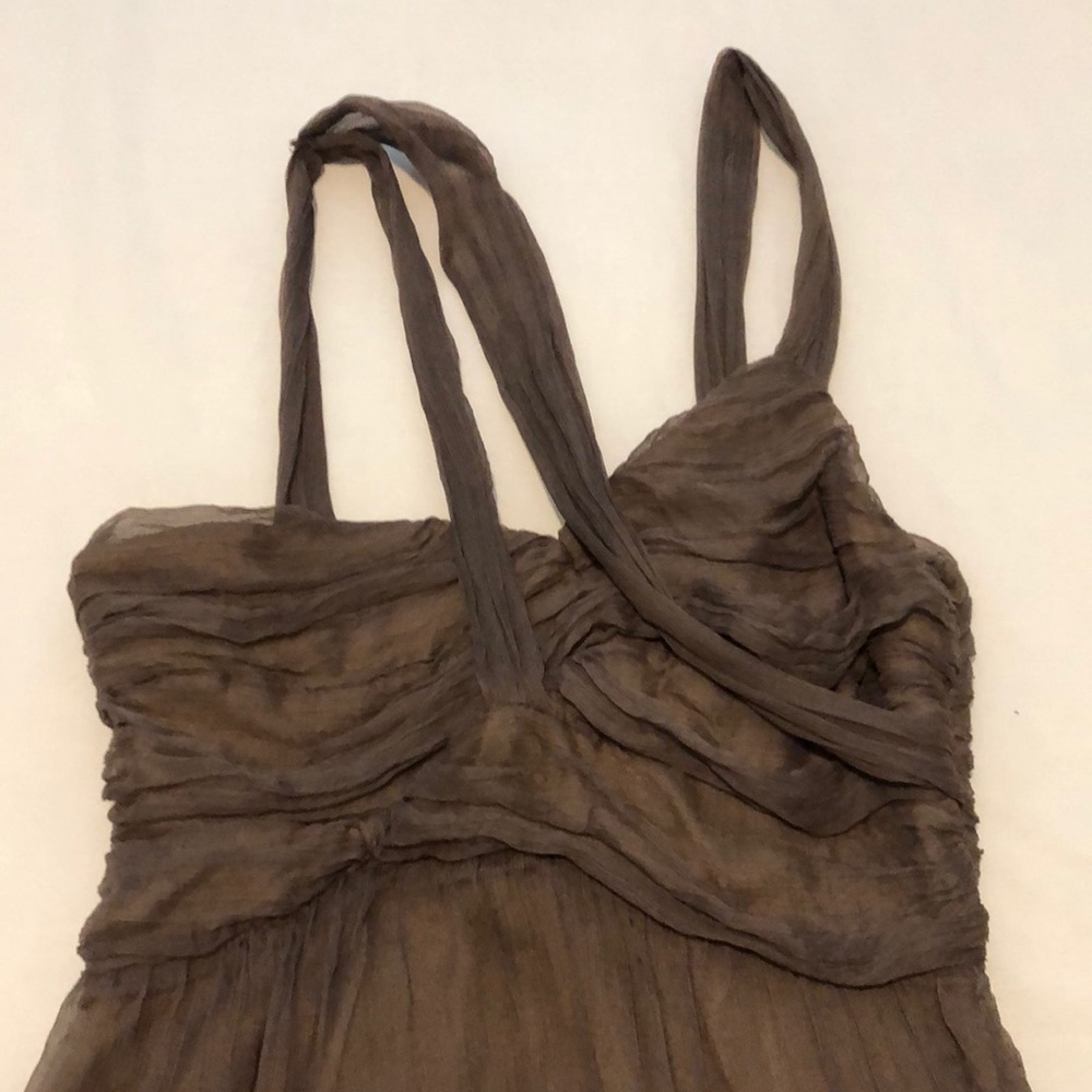 Miss Minuet Taupe Silk mini dress